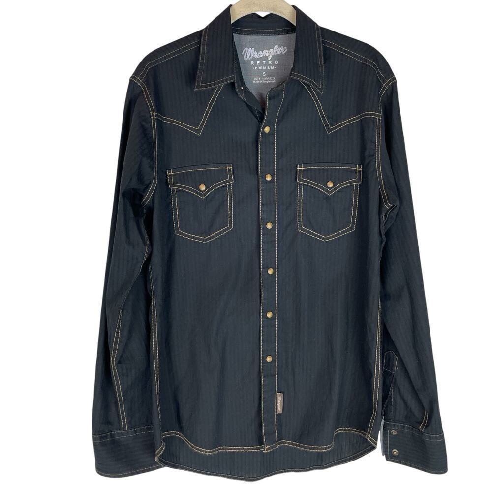 Wrangler Retro premium black western long sleeve shirt snap front size small